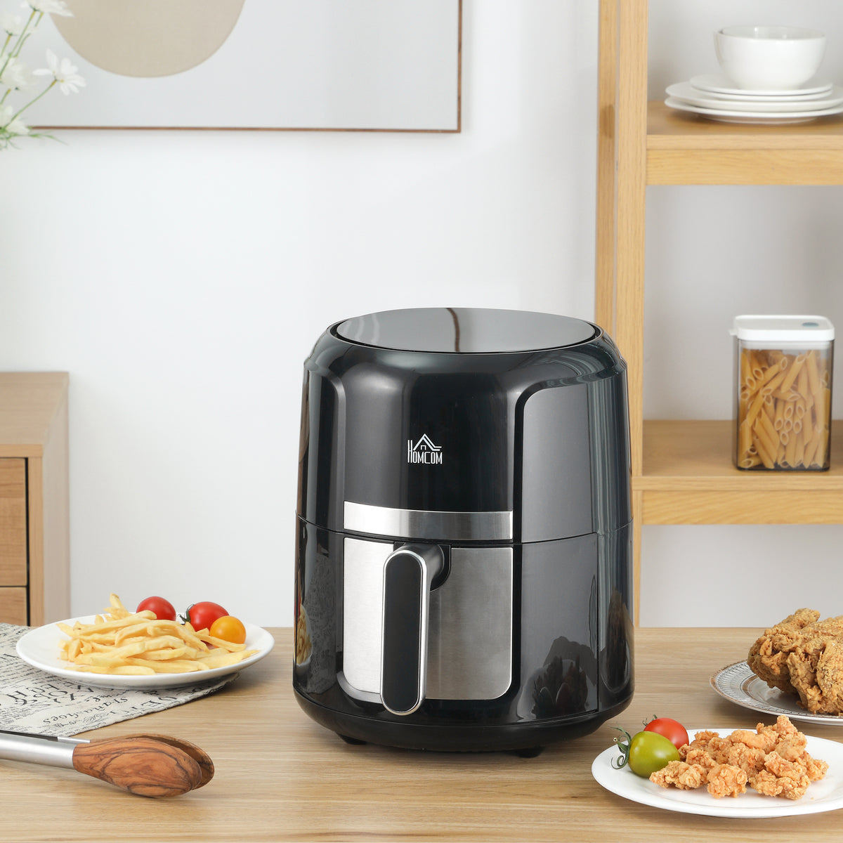 Friggitrice ad aria 4 L, air fryer 1300 W 12 programmi, touch screen, temperatura regolabile, cestello antiaderente, nero