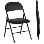Lot de 2 chaises pliantes chaises de salle à manger portables cadre en acier dim. 45l x 46P x 78H cm noir