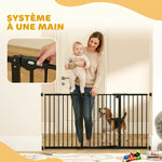 Barrière de sécurité animaux porte fermeture automatique système de double verrouillage sans perçage 3 extensions noir