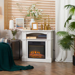 Cheminée électrique effet flammes LED luminosité réglable avec télécommande - 1800 W - 80,5 x 32,3 x 80,5 cm blanc-9