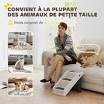 Scalinata pieghevole per cani a 3 gradini antiscivolo, scala per animali in plastica 53 x 30,5 x 36,5 cm, crema
