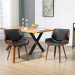 Set di 2 sedie da pranzo stile vintage seduta rivestimento sintetico 53l x 54P x 81H cm nero marrone