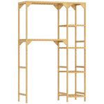 Étagère au-dessus de Machine à Laver en Bambou, Meuble de Salle de Bain Moderne avec Étagères Réversibles, Bois Naturel
