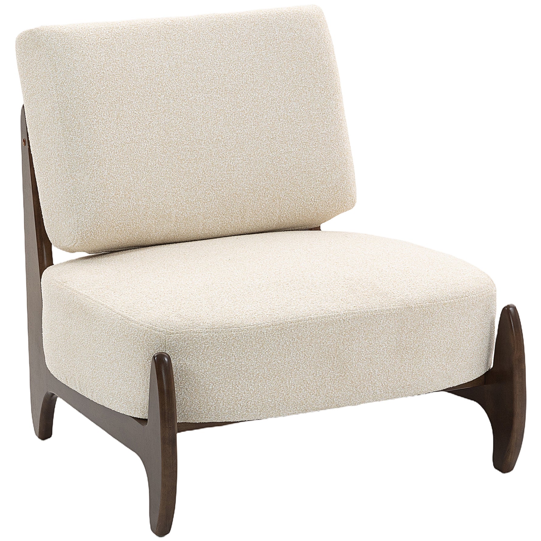 Fauteuil salon en chenille, fauteuil chambre confortable, coussin épais, assise rembourrée, 72 x 73,5 x 81 cm, crème