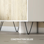 Meuble sous lavabo, meuble de salle de bain avec 2 portes, pieds en acier, 60 x 30 x 60 cm, blanc et bois naturel