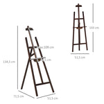 Chevalet d'artiste sur pieds dim. 51,5L x 71,5l x 134,5H cm inclinaison réglable 90° max. bois de pin