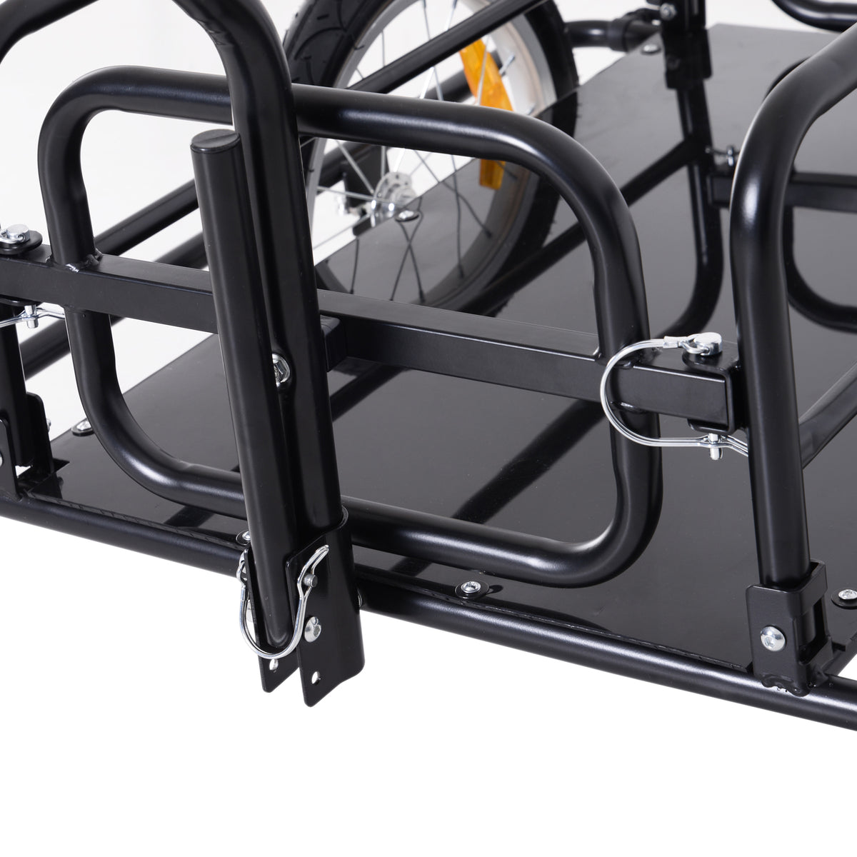 Fahrradanhänger, Transportanhänger für Fahrräder, 70 l, 155 L × 71,5 B × 77 H cm, Klappdeichsel mit universeller Befestigung, Stahl, maximale Traglast 40 kg, schwarz