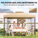 Toit de Remplacement pour pavillon de Jardin Toile de Rechange pour pavillon tonnelle Tente 3 x 3 m Beige