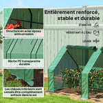 Mini Serre de Jardin mini serre tunnel 4 fenêtres avec Zip enroulables Acier PE 140 g/m² Anti-UV 360x90x90cm Vert