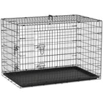 Cage caisse de transport pliante pour chien en acier 2 portes verrouillables 121 x 77 x 82 cm noir