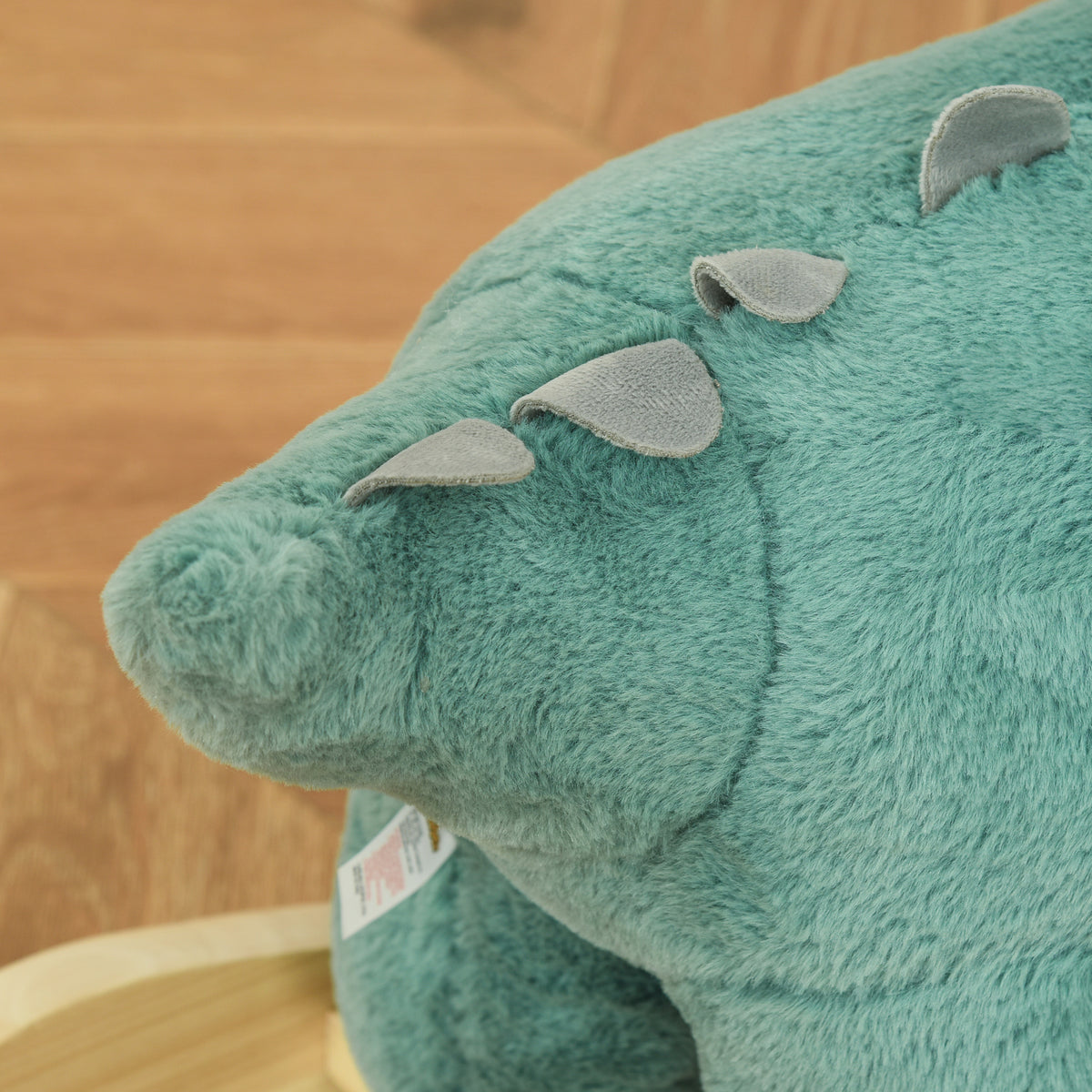 Jouet à Bascule Dinosaure Effet sonore Rugissement Bois peuplier Peluche Courte Polyester Vert d'eau