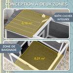 Maison enclos cage pour petit animal tortue avec 2 espaces 86 x 54 x 43 cm - bois de sapin