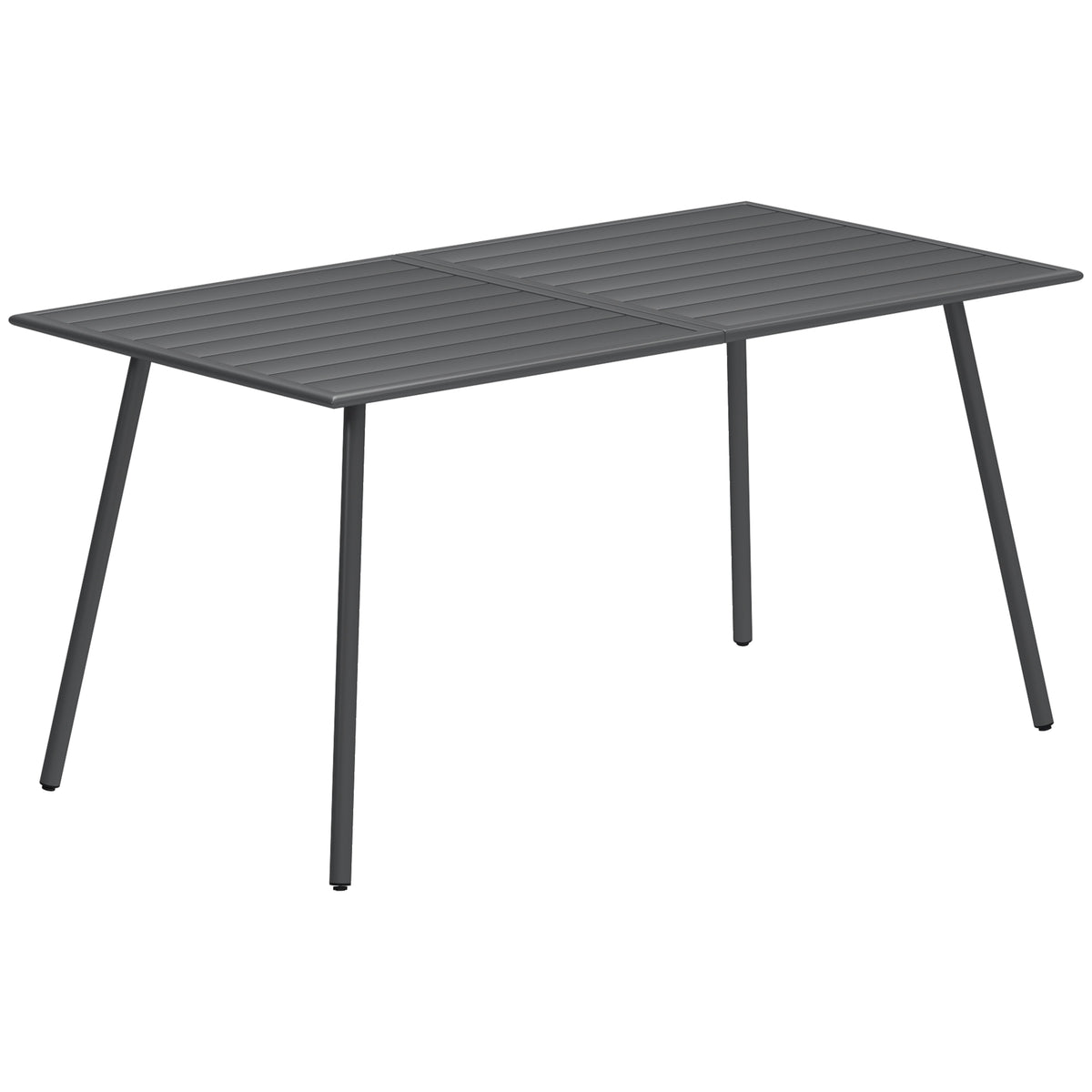Table à manger de jardin pour 6 personnes avec plateau à lattes pour jardin, patio, terrasse, 150 x 80 x 74 cm, gris