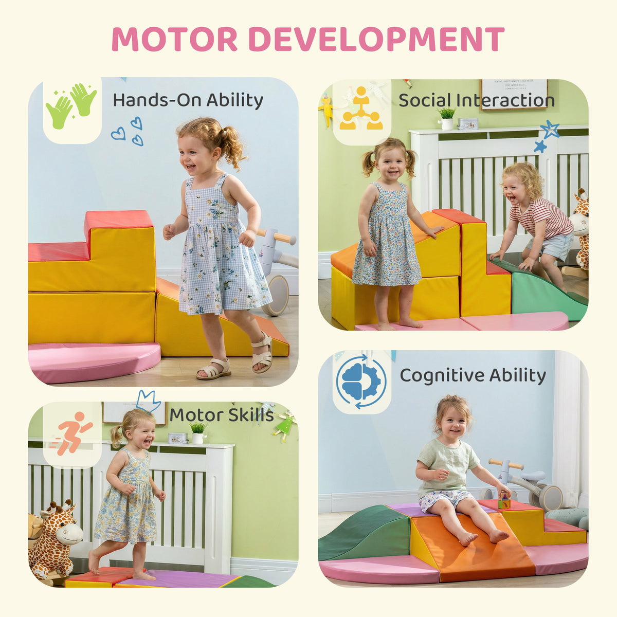6 blocs de construction en mousse XXL pour enfants - normes EN71-1-2-3 - mousse EPE Revêtement synthétique