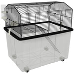 Cage hamster cage rongeur 2 étages avec roulettes plate-forme et échelle en fil d'acier 57 x 43 x 57 cm noir