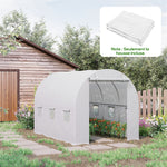Bâche de Rechange Serre Tunnel 6 m², bâche PE Anti-UV imperméable 6 fenêtres + Porte Enroulable zippée Blanc
