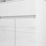 Meuble de rangement pour salle de bain sur pied placard 2 portes 1 tiroir, étagère régable, blanc laqué