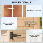 Armoire abri de Jardin Remise pour Outils Bois de Sapin pré-huilé Toit bitumé incliné - Grande Porte