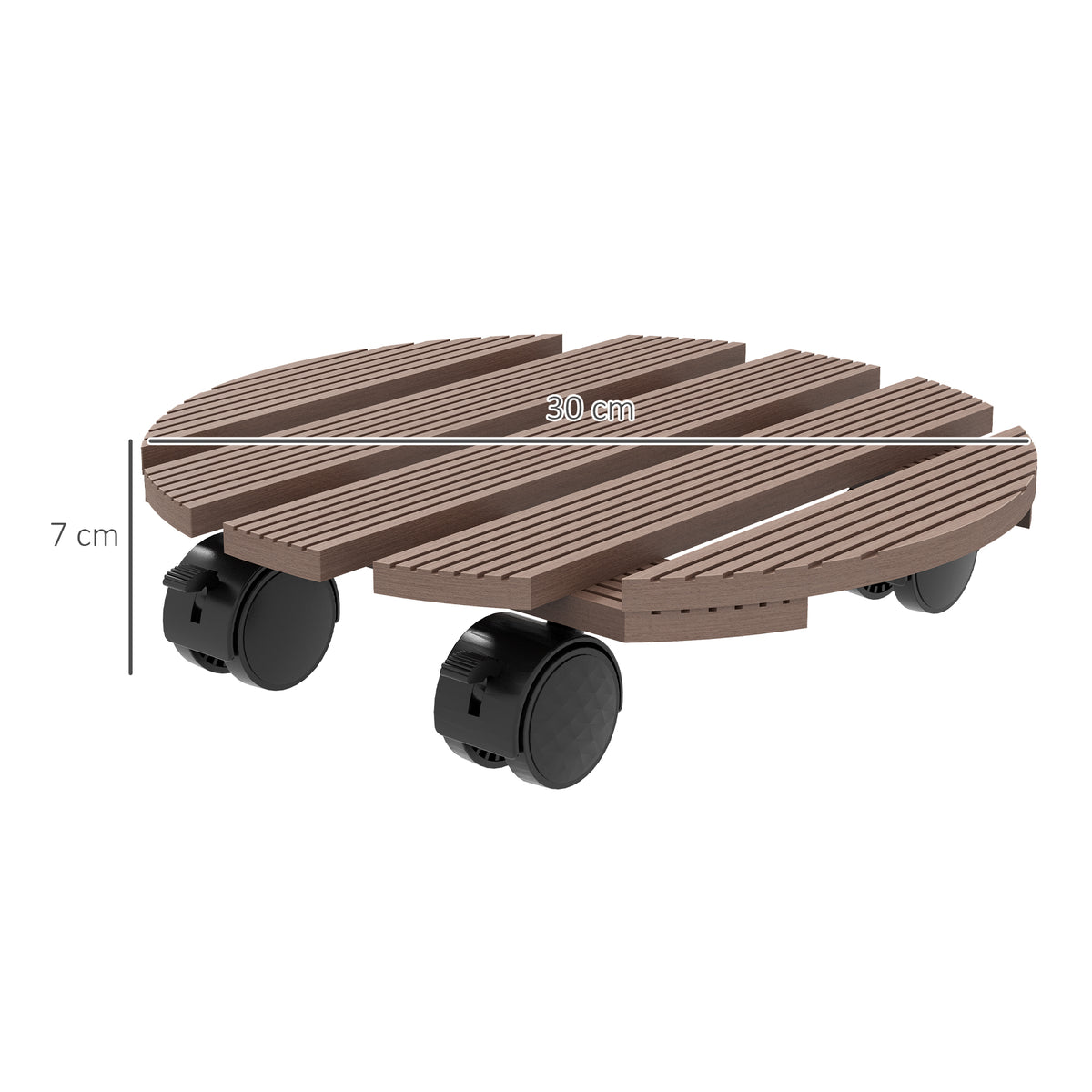Lot de 4 supports ronds Ø30 cm pour plantes - porte plante à roulettes, intérieur et extérieur