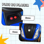 Porteur tracteur enfants avec coffre amovible, râteau et pelle, voiture enfants avec lumière LED et klaxon, bleu