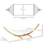 Hamac de jardin avec support en bois hamac sur pied 1 personne 3,92L x 1,2l x 1,1H m coloris crème marron