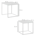 Lot de 2 tables basses gigognes, lot de 2 tables gigognes de salon, modulables, en acier, style industriel, blanc mat