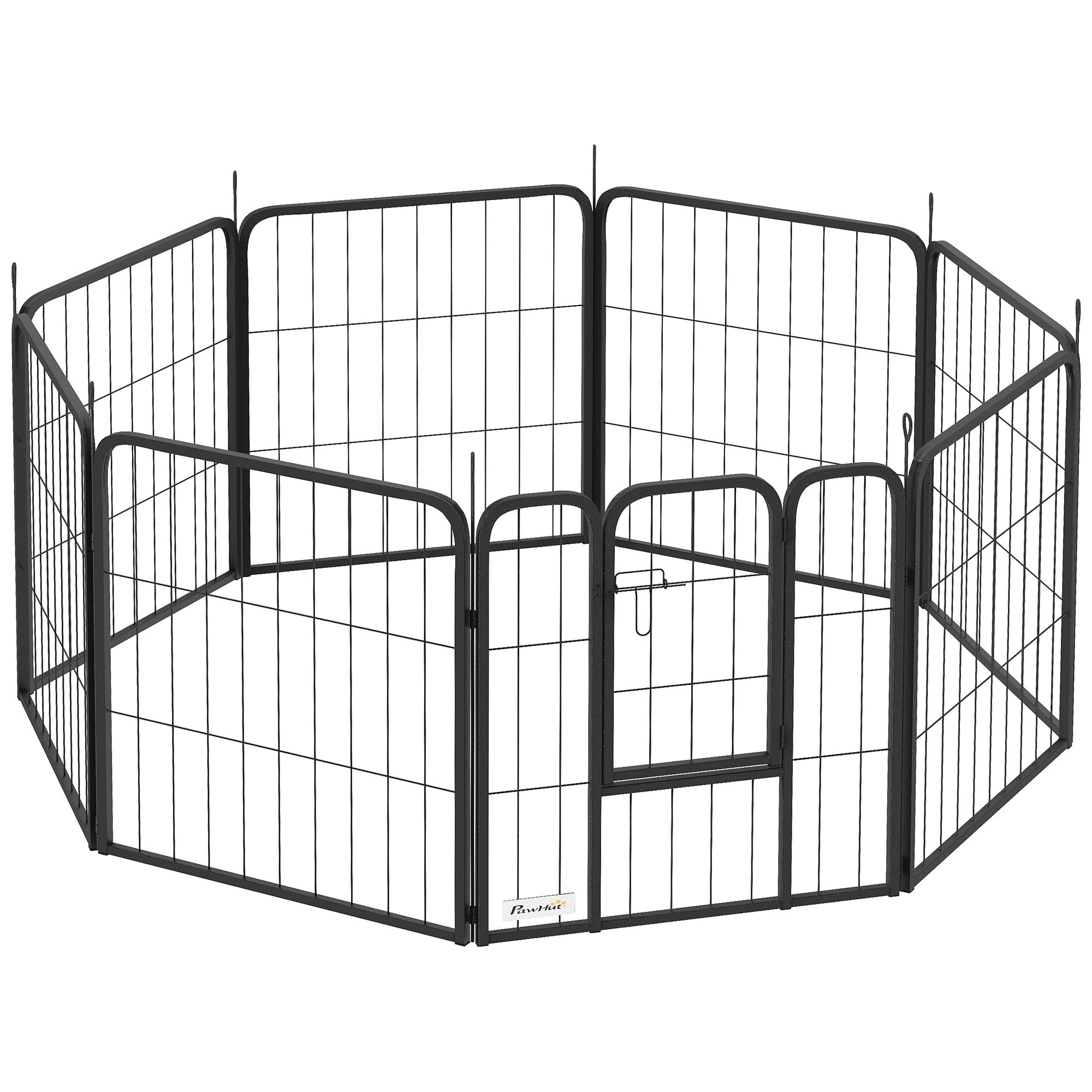 Parc pour chien enclos chien 8 panneaux modulable et pliable acier avec porte pour chiot intérieur extérieur 60 cm noir