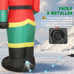 Soldat casse-noisette gonflable de Noël 245 CM avec lumières LED et sceptre, intérieur et extérieur, multicolore