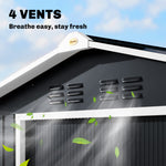 Abri de jardin en métal 2,42 m² cabane de jardin 213 x 130 x 185 cm avec fondation, porte coulissante gris foncé