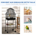 Cage à oiseaux design maison mangeoires perchoirs 3 portes plateau excrément amovible + poignée transport noir