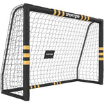 Futbol-atea babes-aparrarekin, lurreko 6 piketarekin eta PE sarearekin, 240x85x160cm, horia