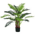 Künstliche Palme H. 1 m Kunstbaum Stamm Äste Flechten Blätter sehr realistisch Topf inklusive