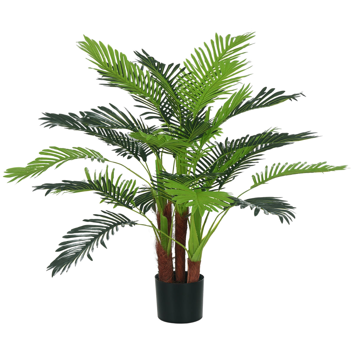 Künstliche Palme H. 1 m Kunstbaum Stamm Äste Flechten Blätter sehr realistisch Topf inklusive