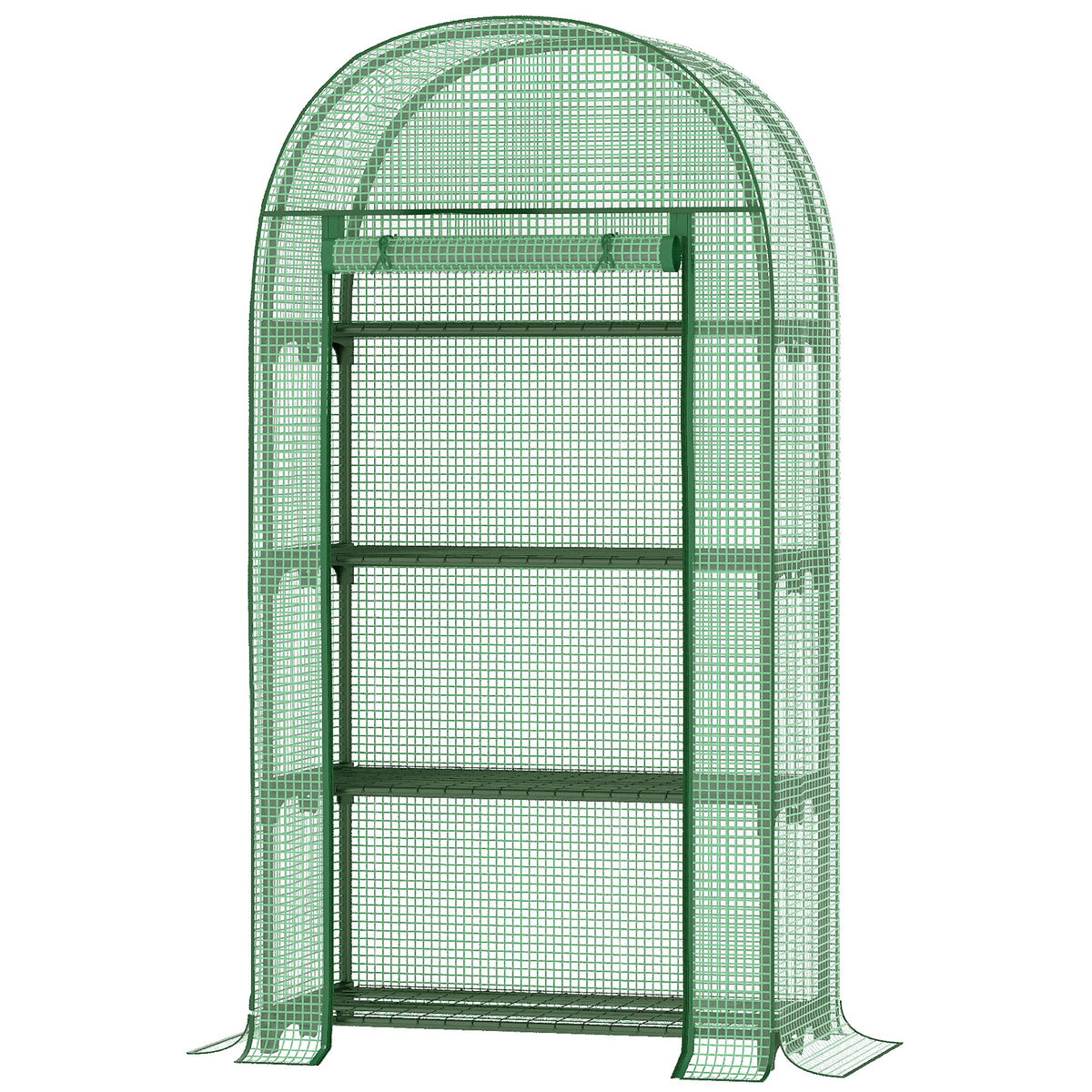 Serre de jardin serre de balcon résistante aux UV porte enroulable 4 étagères couverture en PE 80 x 49 x 160 cm vert