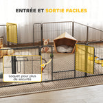 Parc pour chien, enclos chien 12 panneaux modulable et pliable, enclos portable en acier 60H cm avec porte, clôture pour chat, chiens de petit taille, intérieur et extérieur, gris