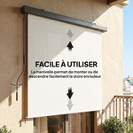 Store enrouleur extérieur, store vertical extérieur avec manivelle et cassette en aluminium, 250x160cm, crème