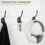Meuble d'entrée 4 en 1, vestiaire d'entrée avec banc de rangement et 4 crochets doubles, 71,5 x 39,5 x 170 cm, blanc