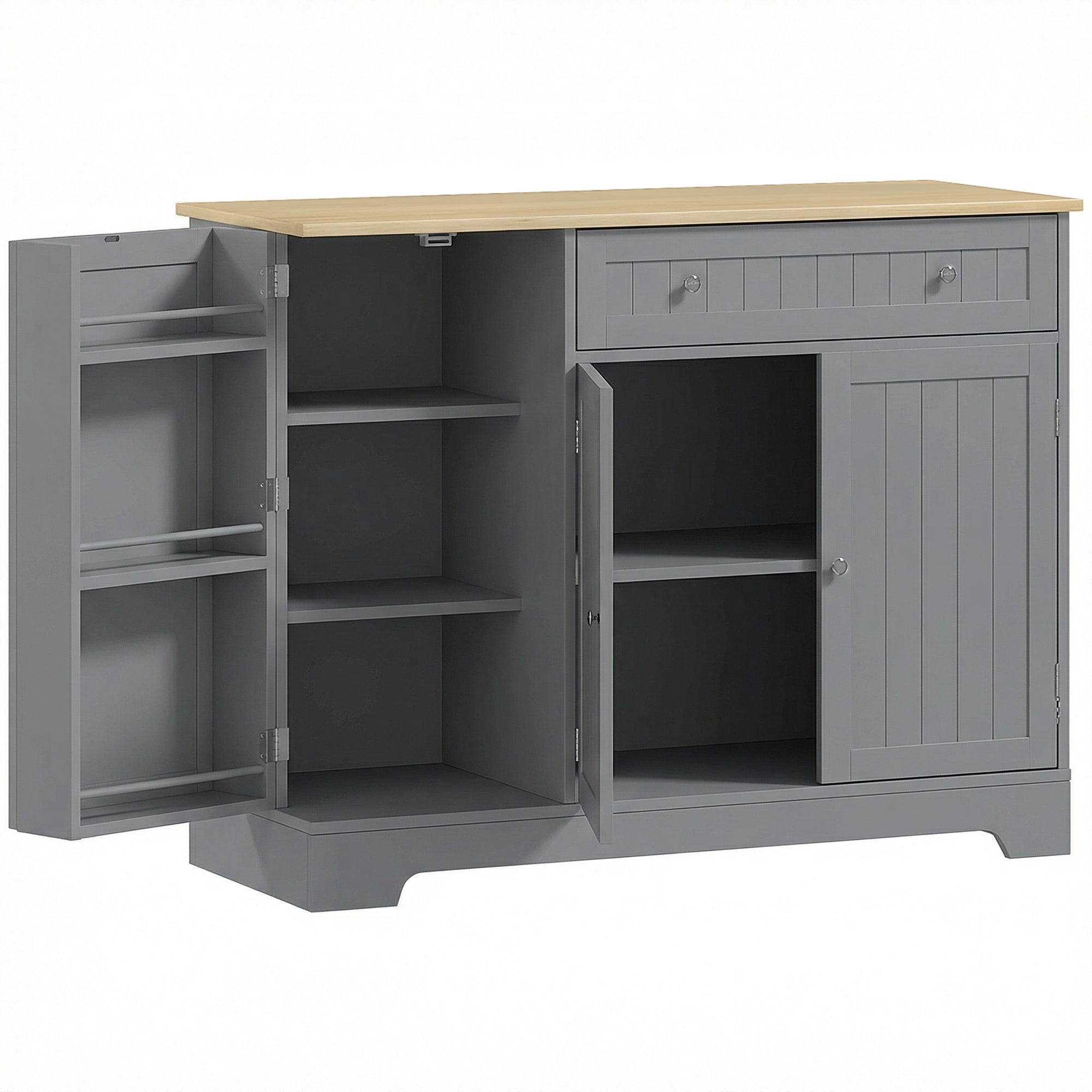 Buffet cuisine, meuble de rangement avec 3 portes, tiroir, étagères de porte et étagère réglable, 105x40x83cm, gris