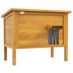 Verhoogd houten buitenkattenhuis met openslaand dak, geïsoleerd, 85 x 50 x 68,5 cm, naturel groen