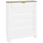 Couvercle de radiateur, cache radiateur avec placard rabattable et étagère supérieur, 78 x 19 x 95,5 cm, blanc