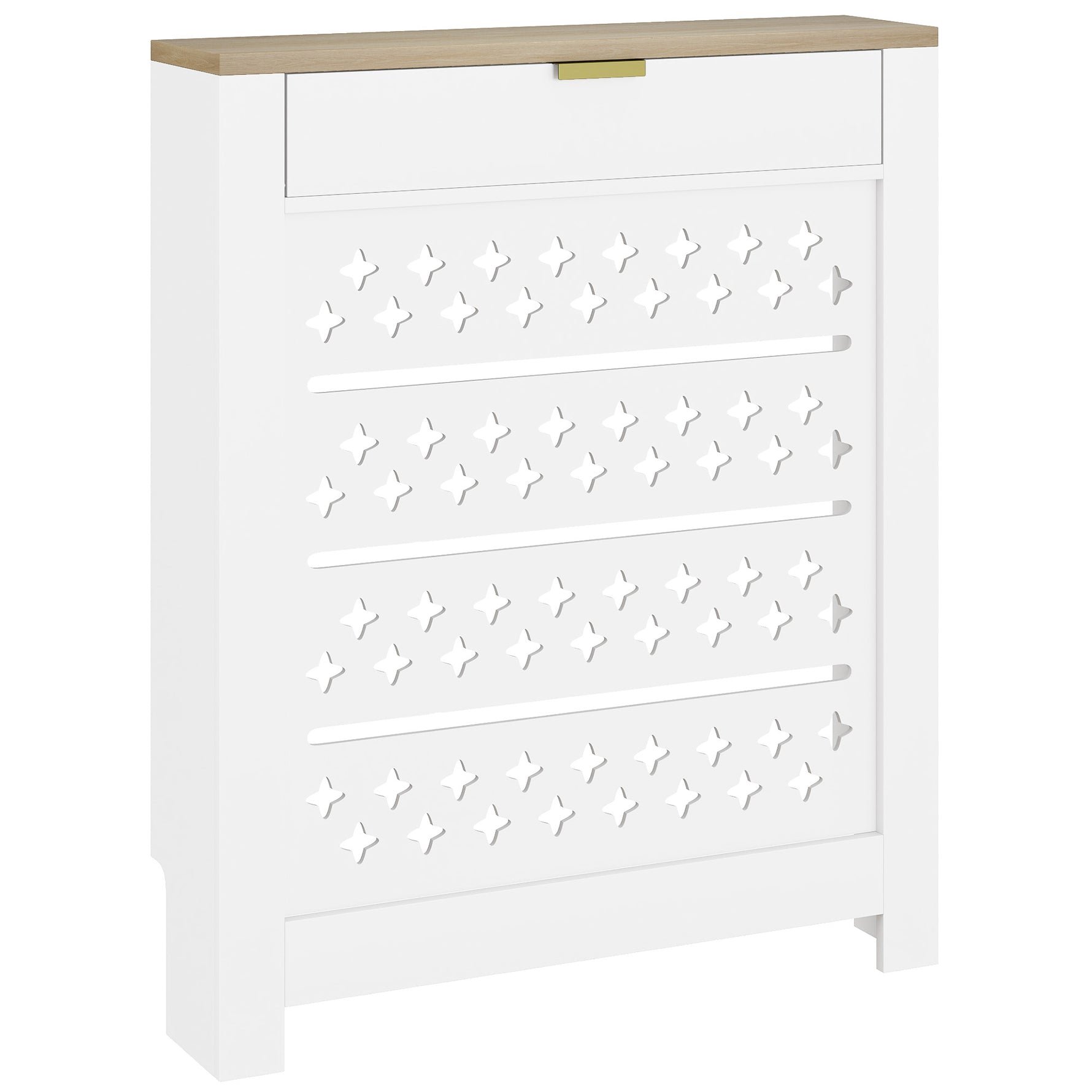 Couvercle de radiateur, cache radiateur avec placard rabattable et étagère supérieur, 78 x 19 x 95,5 cm, blanc