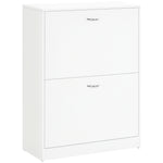 Armoire à Chaussures Meuble à Chaussures dim. 60L x 24l x 80H cm 2 Portes abattantes Blanc