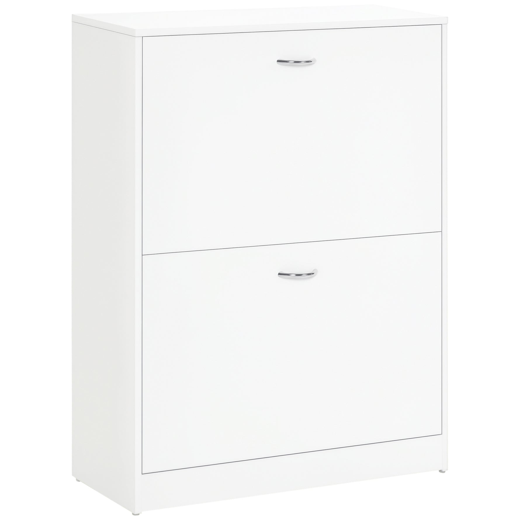 Armoire à Chaussures Meuble à Chaussures dim. 60L x 24l x 80H cm 2 Portes abattantes Blanc