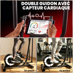 Vélo Elliptique, Écran LCD, Résistance 8 Niveaux, Capteur Pouls, Bluetooth, Support pour Téléphone, 100x52x153cm, Gris