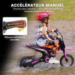 Moto cross électrique enfant moto électrique enfants moteur 350 W batterie 12V 8-16 km/h pneus gonflables 12'' rose