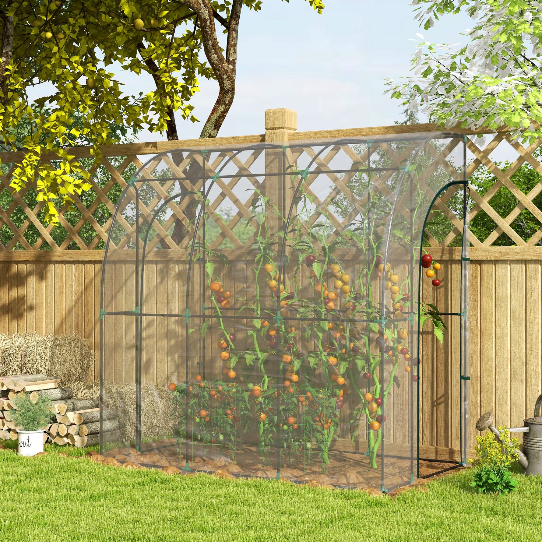 Serre de jardin adossée, serre de balcon, bâche renforcée PVC, 2 portes enroulables, 214 x 118 x 212 cm, transparent