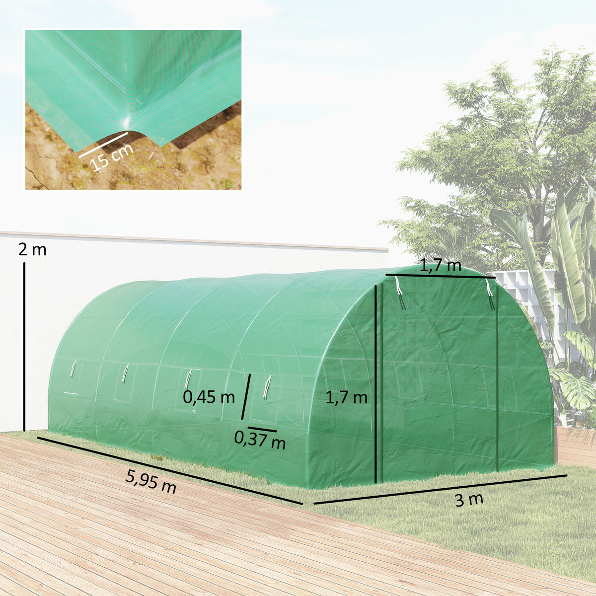 Serre de Jardin Tunnel en Métal Vert
