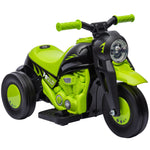 Moto électrique enfants 2-5 ans, 3 roues, 6 V, 3 km/h, avec fonction de bulles, effets lumineux et sonores, vert