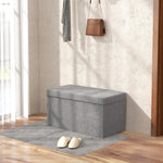 Banc de rangement pouf de rangement pliable bout de lit repose-pieds avec couvercle 76L x 38l x 38H cm gris clair