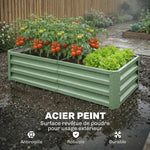Carré Potager de Jardin Rectangulaire, Tôle d'Acier Ondulée, 120 x 60 x 30,5 cm, Vert